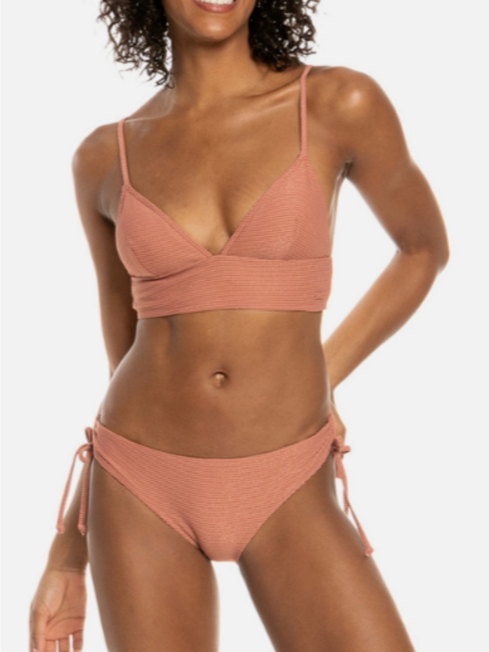 Roxy cedarwood women’s coconut crew tank bikini top and bottom- Medium